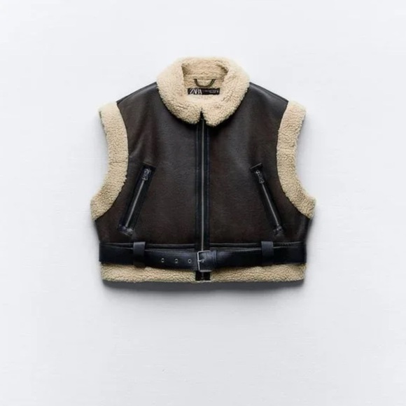 Zara CROPPED DOUBLE FACED VEST. Dark Brown. Size S. New with Tags. - Picture 15 of 16